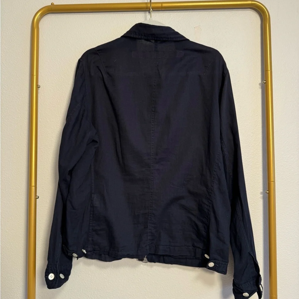 SAGE DE CRET LINEN BLEND ZIP LIGHT NAVY JACKET SZ L MADE IN‎ JAPAN